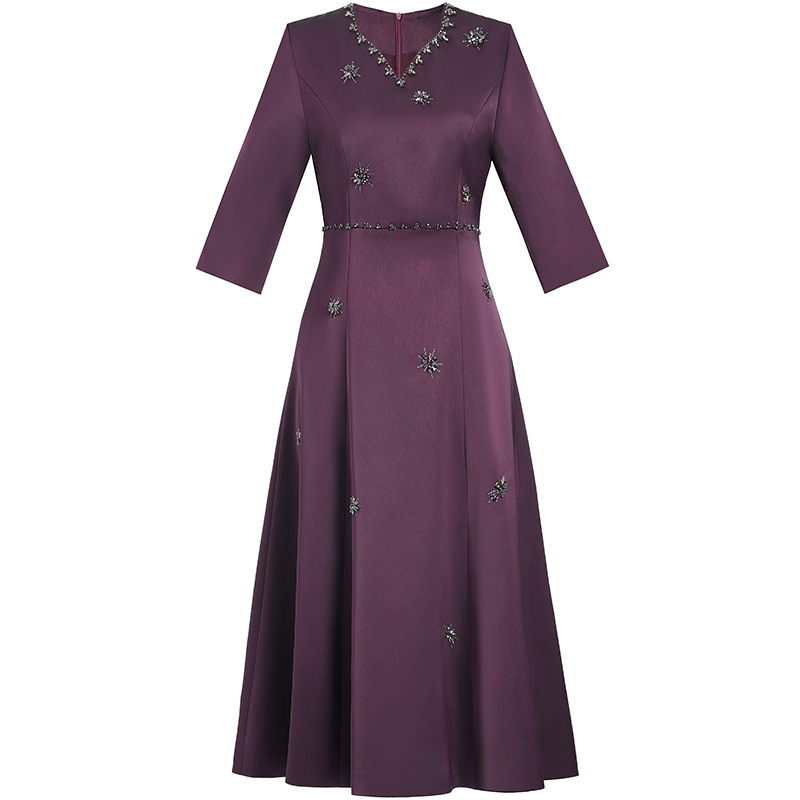 Temperament dress Spring New Women's Mama High-end Lady Cheongsam V-neck dress