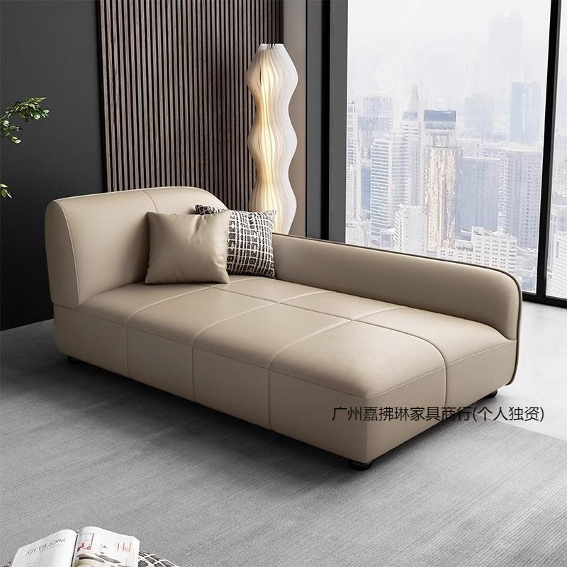 New Waterproof and Wear-Resistant Cat-Scratch Leather Chaise Lounge Living Room Bedroom Fully Equipped Solid Wood Sofa Single Chaise Lounge Chair