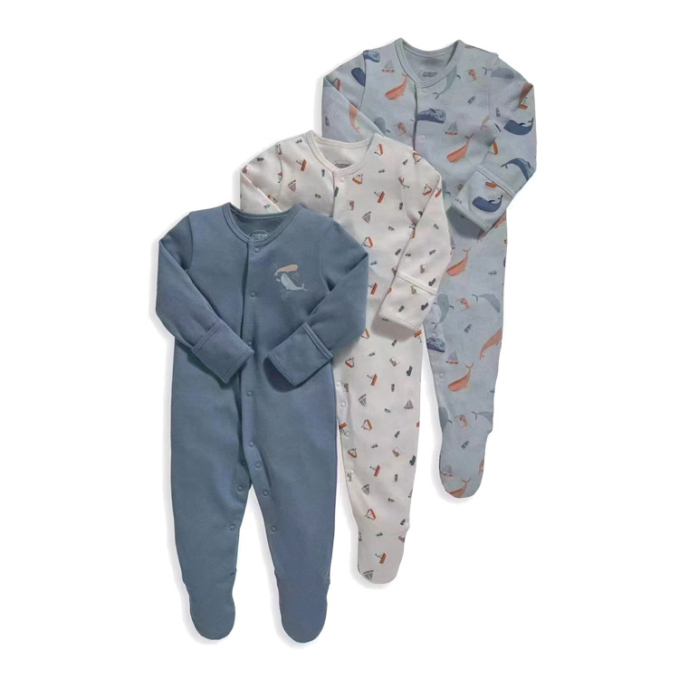 Foreign trade children's clothing spring and autumn baby jumpsuit long sleeve foot-covered climbing pajamas newborn baby gift box cross-border exclusive