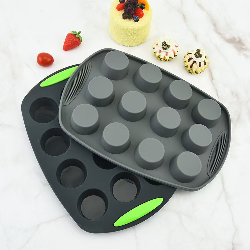 Two-color Silicone 12-hole Mafen Cup Egg Tart Cake Mold High Temperature Baking Mold Rice Cake Baking Tools