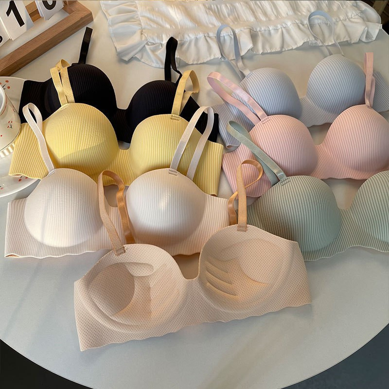 New smooth seamless small chest gathered without steel ring comfortable upper collection accessory breast anti-sagging adjustable half cup bra