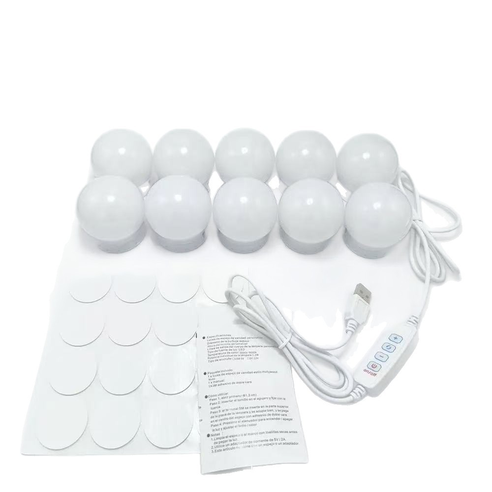 Hot-Selling Hollywood-Style Mirror with Front Lights, Makeup Light Bulbs, Suction Cup Fill Light, Mirror Light String, Comb Makeup Mirror in Stock