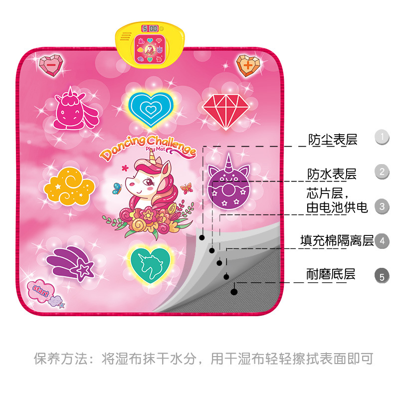 Cross-border New Children Unicorn Electric Dance Blanket Parent-child Game Interactive Music Blanket Electronic Piano Blanket Music Box