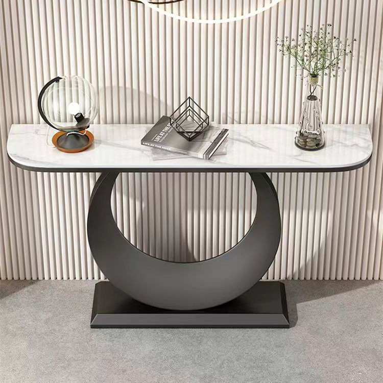 Light Luxury Slate Entrance Table Nordic Simple Modern Entrance Cabinet Entrance Door Corridor Semi-Circular Entrance Table Against the Wall