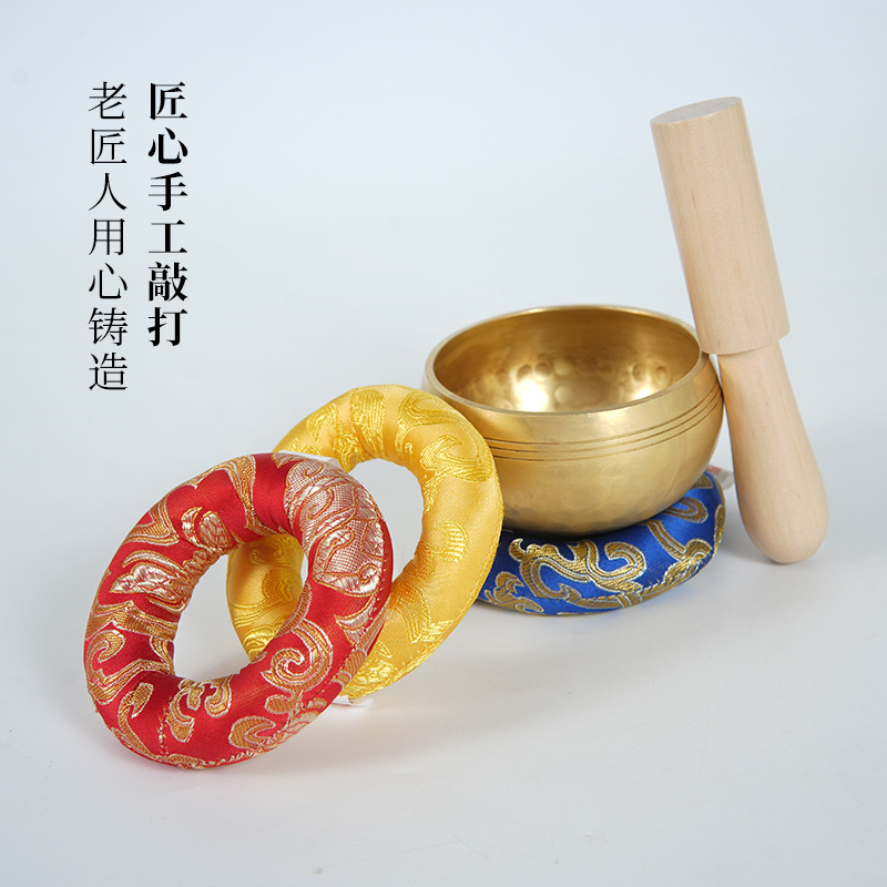 Singing Bowl Therapy Tool Nepalese Singing Bowl Mini Small Singing Bowl Pure Copper Singing Bowl Three-Piece Set Comes with Bowl Pad and Bowl Stick