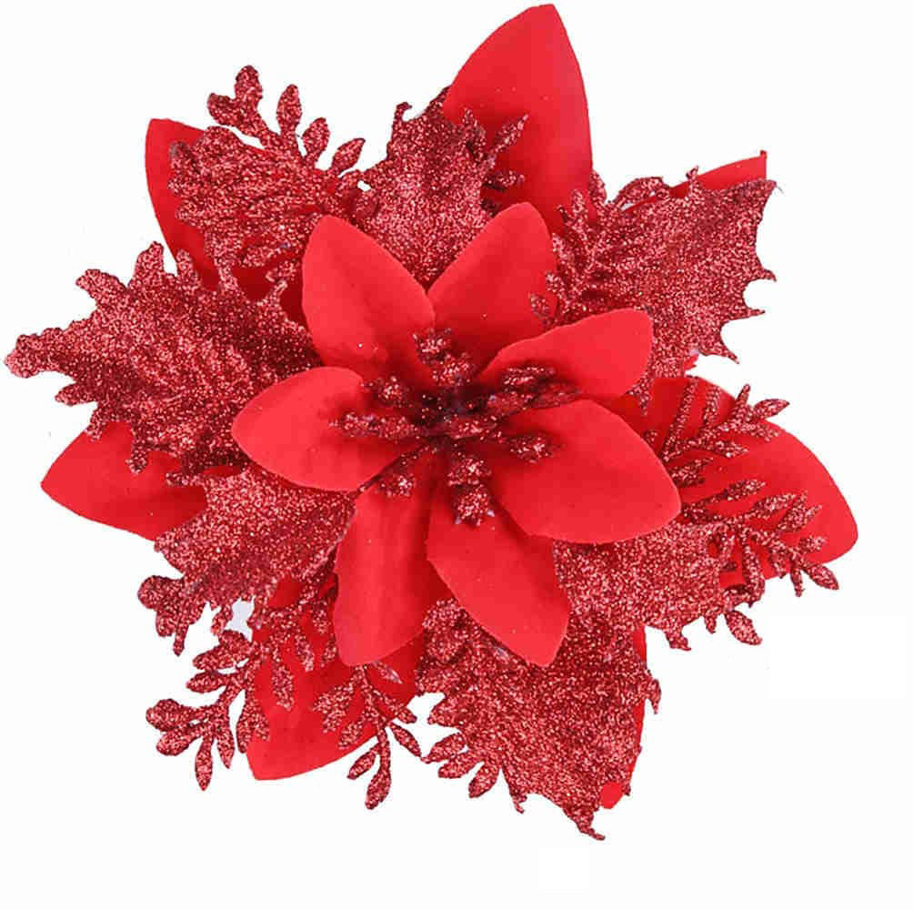 Cross-border Christmas Flower Shaped Christmas Tree Decoration Small Accessories Bouquet Finished Ornaments Flowers Christmas Tree Christmas Artificial Flowers