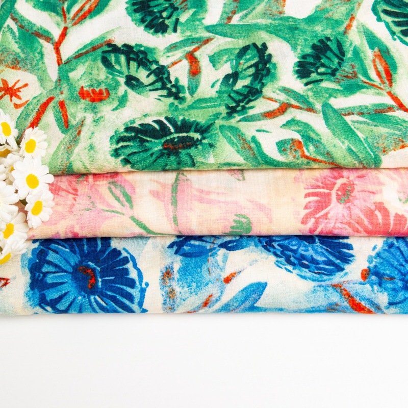 Xiangyun Yarn Dark Lattice Bubble Cotton Women's All Cotton Printed Cloth New National Style Breathable Not Shrinkable Women's Clothing Children's Clothing Floret