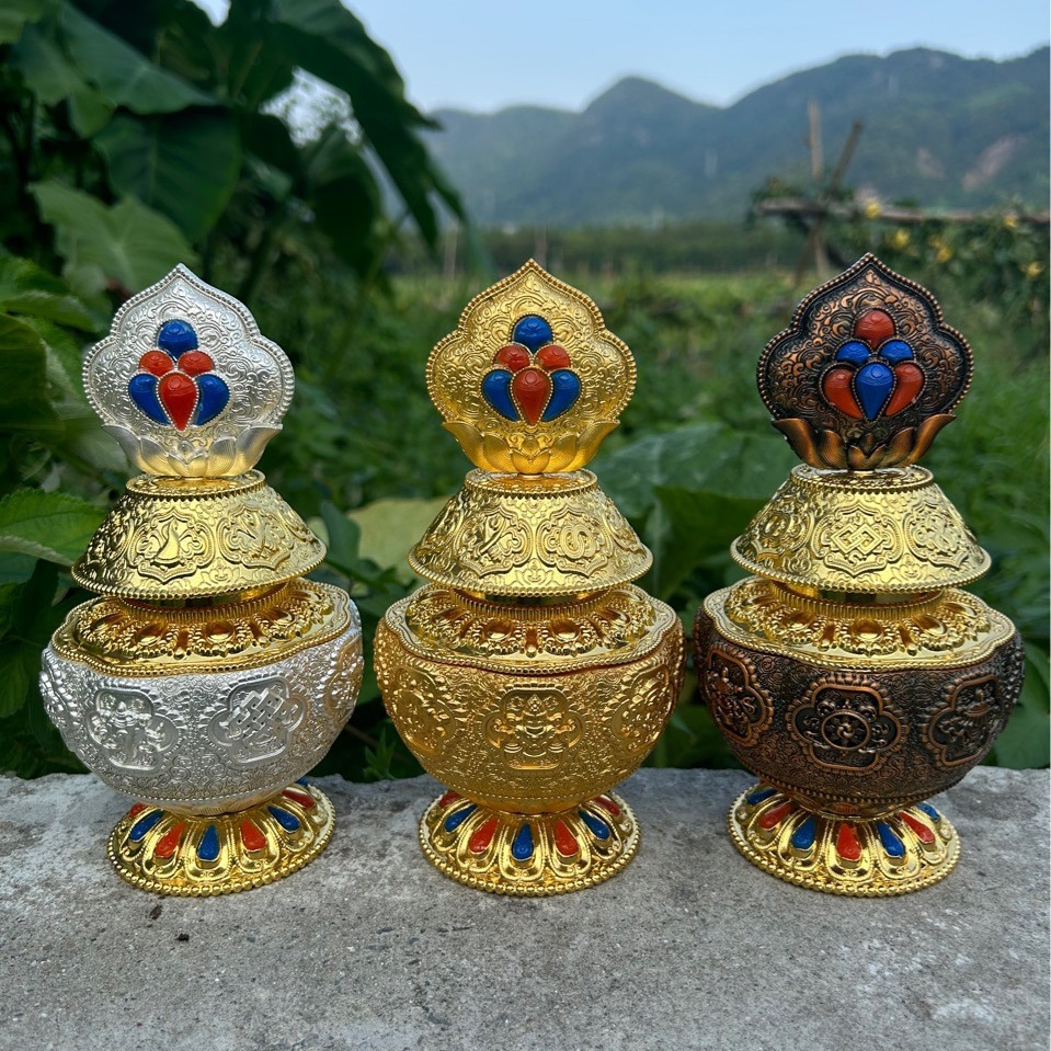 Бутылка Драконьего короля с восемью благословениями, желтая бутылка бога богатства из чистого медного сплава