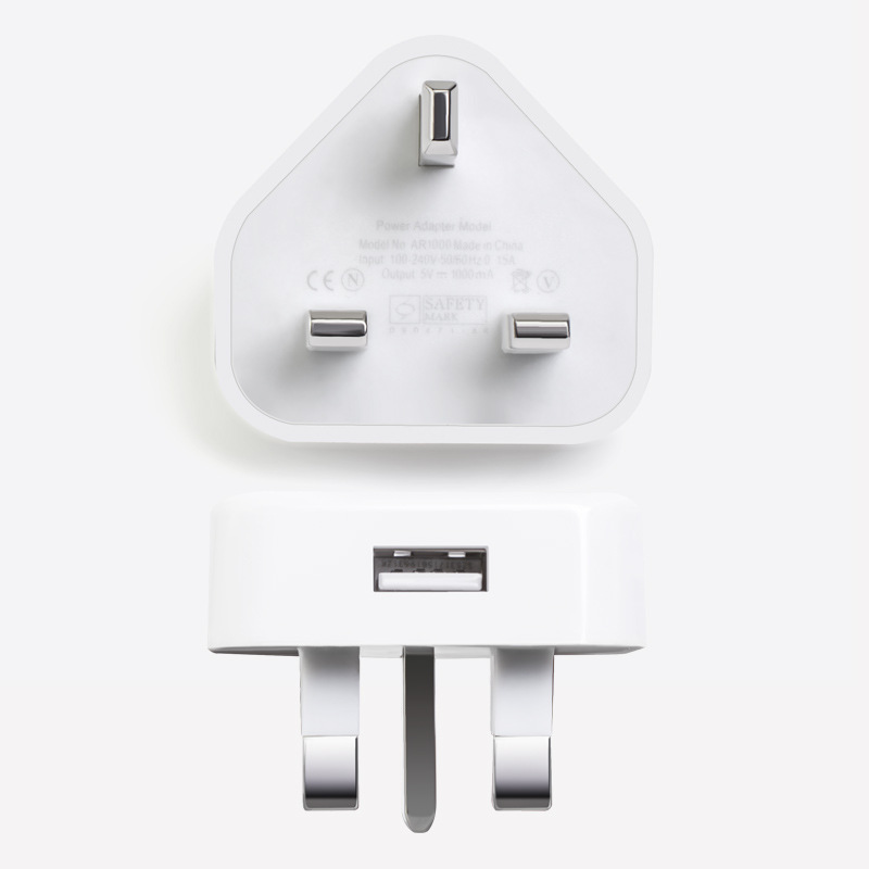 Hong Kong Version British Standard Tripod Charger 5V1A Single USB Suitable for Apple Multifunctional Mobile Phone Charging Head Wholesale