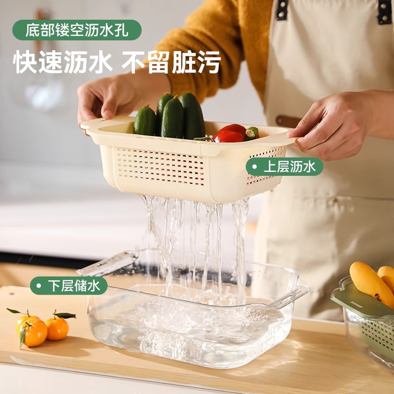 Extendable Draining Basket Vegetable Washing Basin Vegetable Washing Basin Fruit and Vegetable Plastic Storage Basket Draining Rack Kitchen Sink Storage Rack