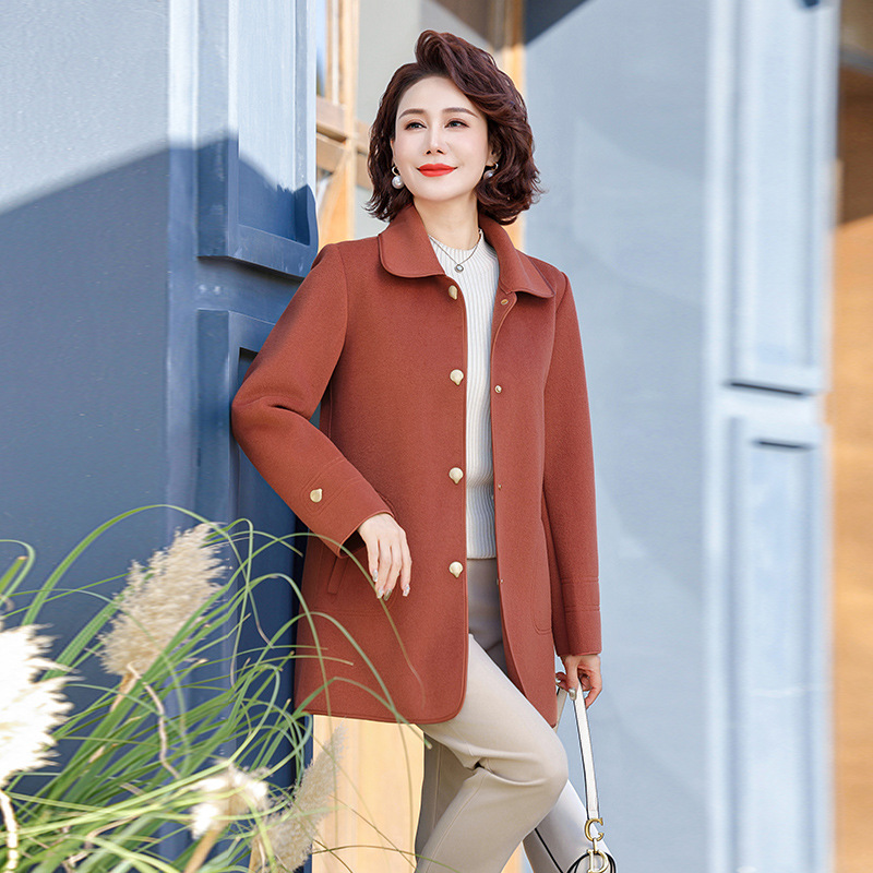 Qiao Yaying Mother's Long Cardigan Middle-aged Women's Spring and Autumn Fashion Windbreaker Coat Middle-aged and Old-aged Western Style Top