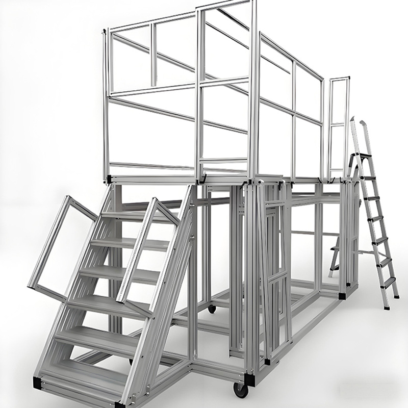 Aluminum Profile Inspection Platform, Custom-Made Aluminum Alloy Maintenance Ladder, Factory Direct Sales, Mobile Inspection Ladder Processing