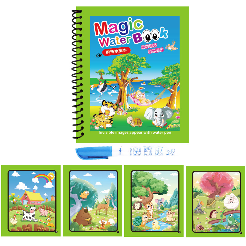 Children's magic water painting book graffiti painting book thickened painting with pen touch water painting kindergarten boys and girls
