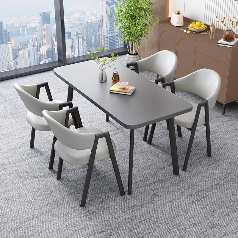 Nordic rectangular table simple leisure commercial reception meeting table small apartment dining table dining table table chair set
