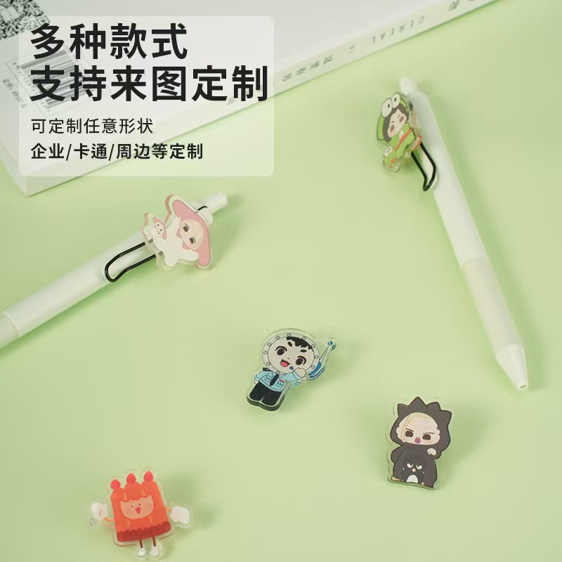 Cartoon Press Gel Pen Acrylic Soft Rubber Doll Head Signature Gift Pen Custom Pen Printing and Engraving Logo
