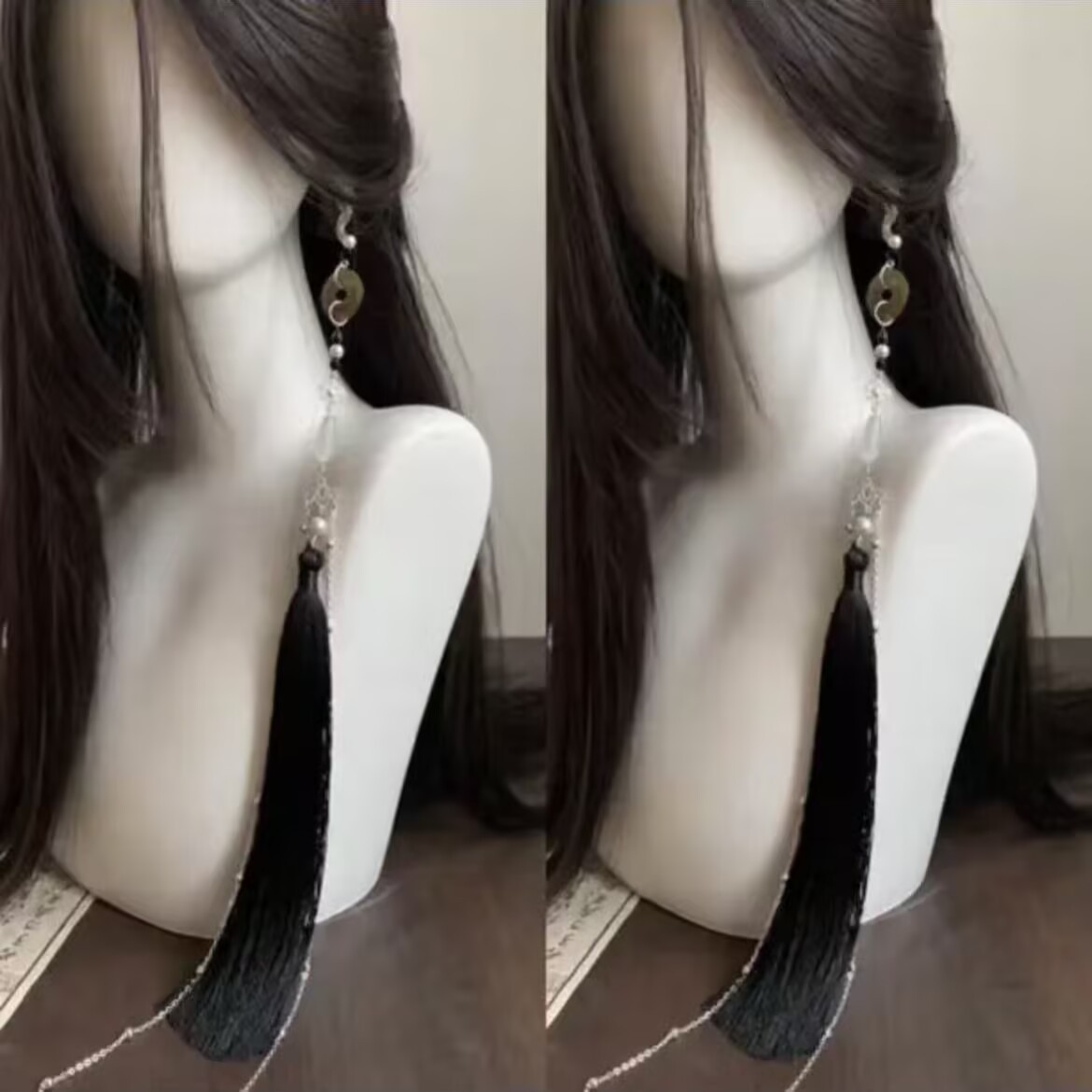 Shan Gui Spending Money Copper Earrings Antique Earrings for Men and Women Antique Han Elements Tassel Han Clothing All-match Accessories