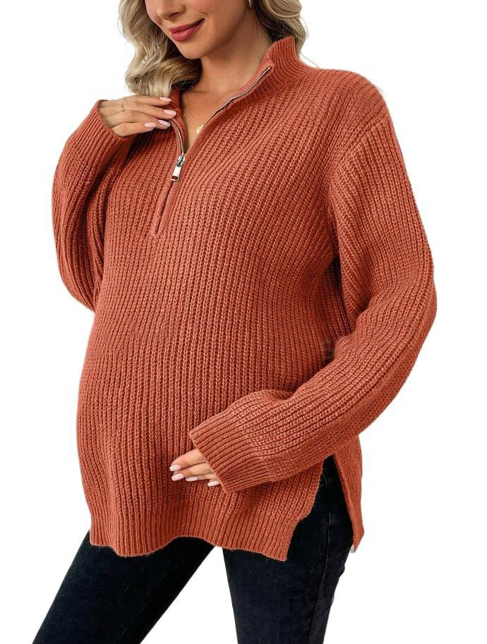 Maternity Sweater Cross-Border Foreign Trade European and American Brick Red Knitted Amazon Cross-Border Foreign Trade Knitted Sweater Maternity Sweater