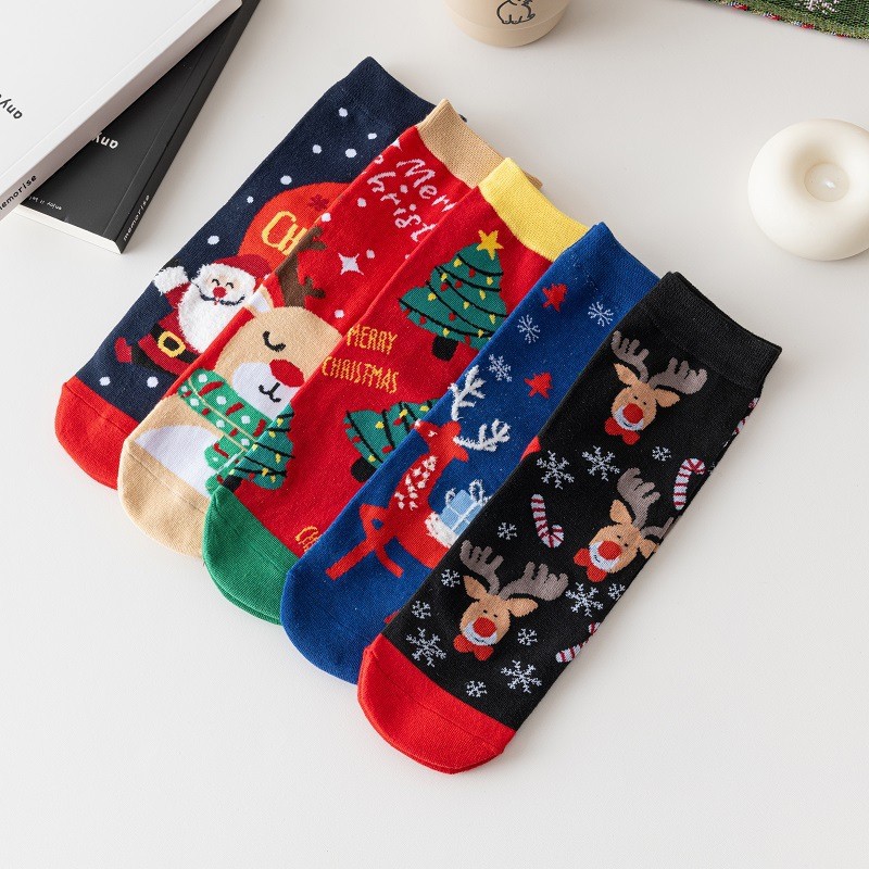 Cotton Women's Cartoon Christmas Stocking Funny Halloween Stocking Stereo Ear New Year Stocking Red Stocking