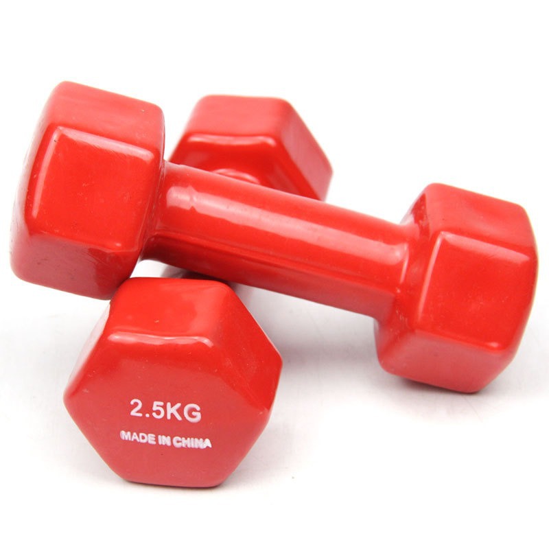 Hexagon coated dumbbell home yoga arm training hip color smooth women's fitness equipment wholesale dip dumbbell