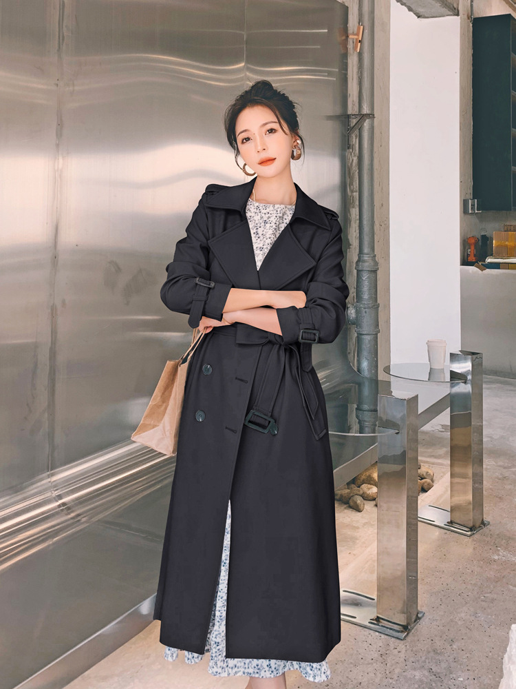 Windbreaker Autumn Women's Long Coat 2025 New High-End British Style Lace-Up Slimming Elegant Commuting Drape Coat Jacket