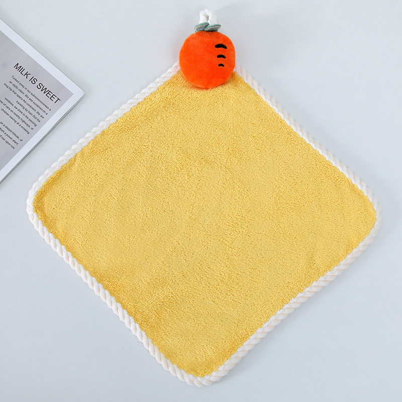 Hand gift fruit hanging towel box absorbent children's cute hanging coral fleece cartoon towel with toy dishcloth