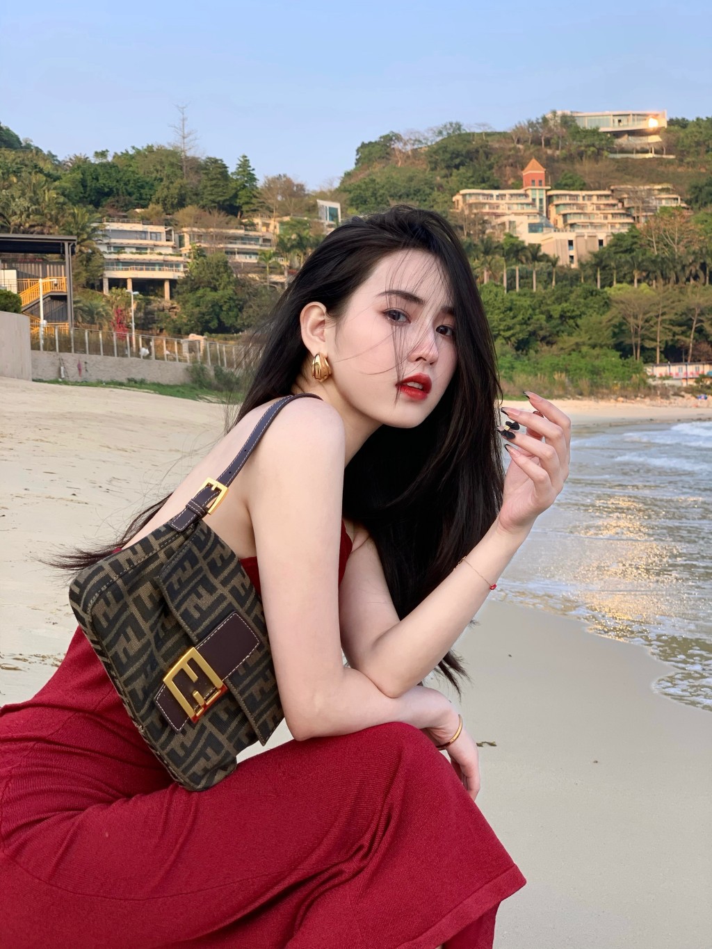 618# black neck sexy off-the-shoulder dress slim waist hip long dress black skirt