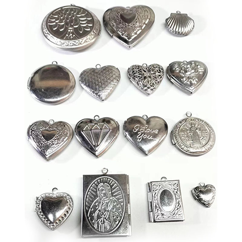 Factory direct stainless steel phase box pendant foreign trade hot smooth phase box Square round heart-shaped jewelry accessories