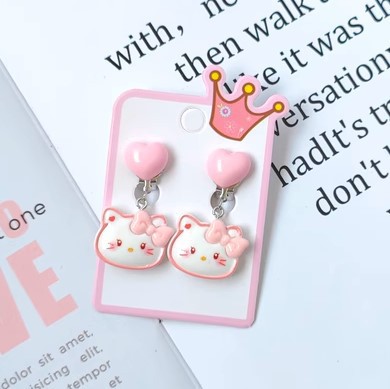 Girl earrings earrings new cartoon fresh cute sweet children sanliou girl sweet tube ear clip pendant