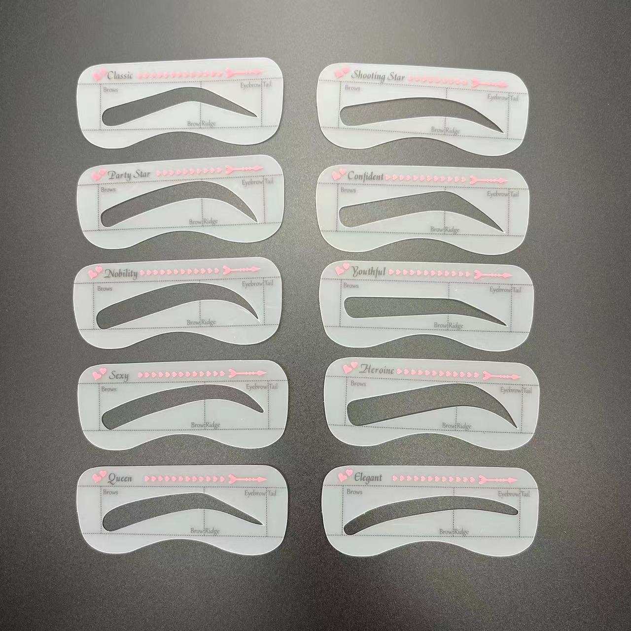 Cross-Border Hot-Selling Factory Direct Sales Soft Eyebrow Card Lazy Eyebrow Card Auxiliary Eyebrow Stickers 10 Styles of Eyebrow Shapes Beauty Tools European and American