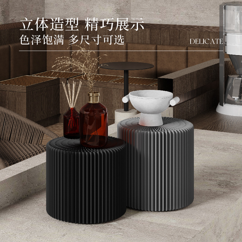 Eighteen Paper Table Top Cylindrical Display Table Round Table Top Display Decorative Shooting Modern High and Low Ornaments Display Table