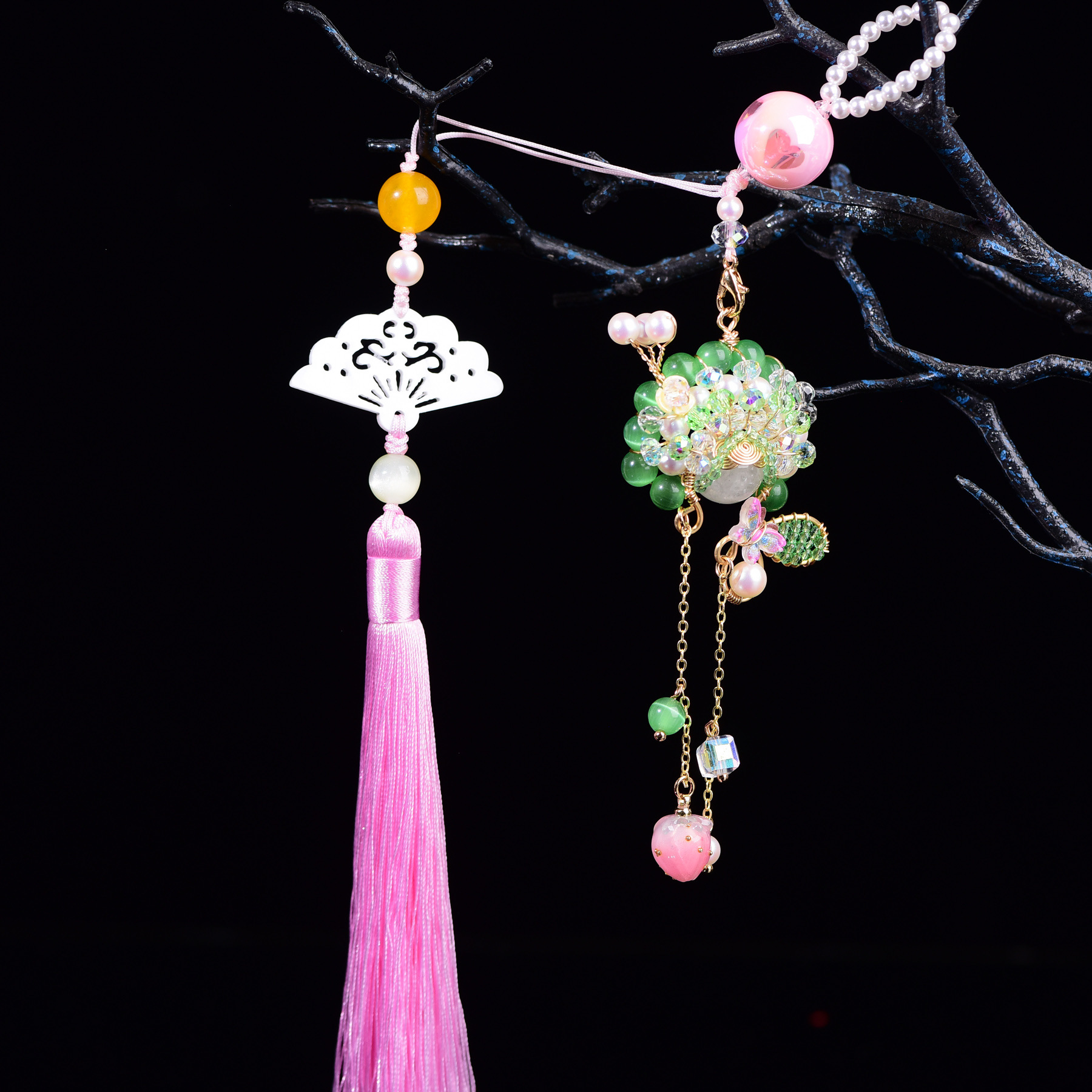 Original Swordsma Dan Antique Style Super Immortal Small Fresh Ancient Clothing Hanfu Green Chinese Style Headwear Hanging Ornaments