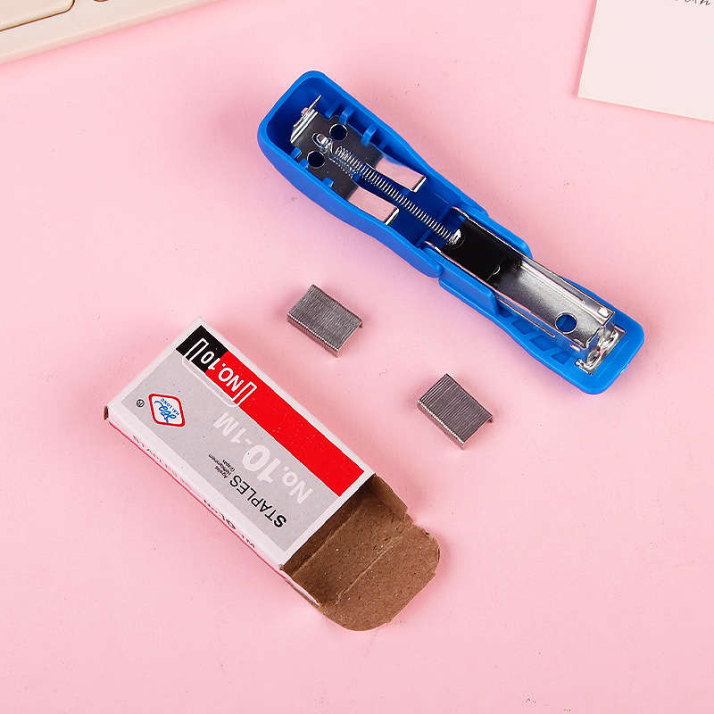 Mini Stapler Set for Students to Organize Documents and Test Papers, Labor-Saving, Comes with Staples, Simple Style, Office Supplies and Stationery