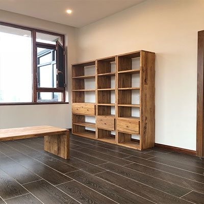 Wholesale old elm wood bookshelf new Chinese style Duobao Pavilion antique shelf solid wood bookcase lattice shelf full wall bookshelf