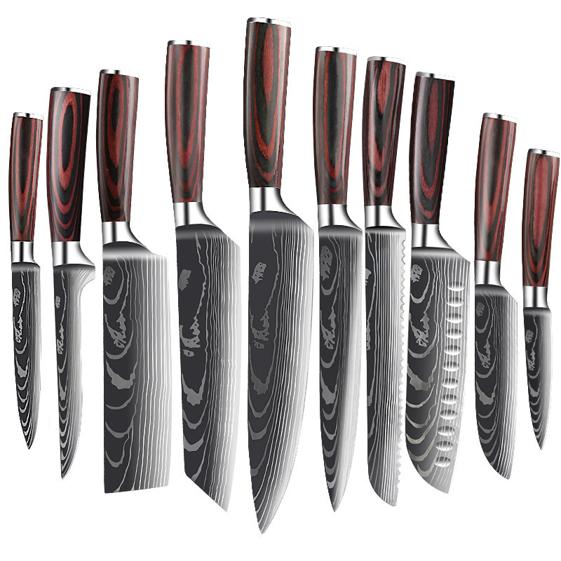 Amazon Damascus Pattern Chef's Knife Laser Pattern Western-style Chef's Knife Kitchen Knife Sande Knife Universal Knife