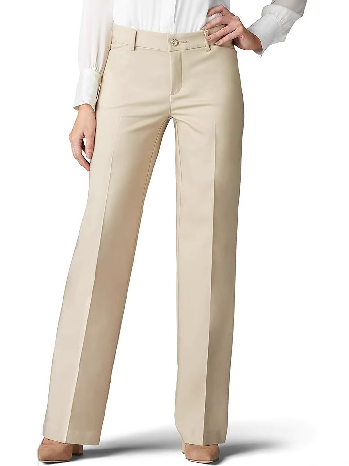 Женские весенние брюки 2025 года для полных средневозрастных, высокие, свободные, эластичные, прямые, повседневные