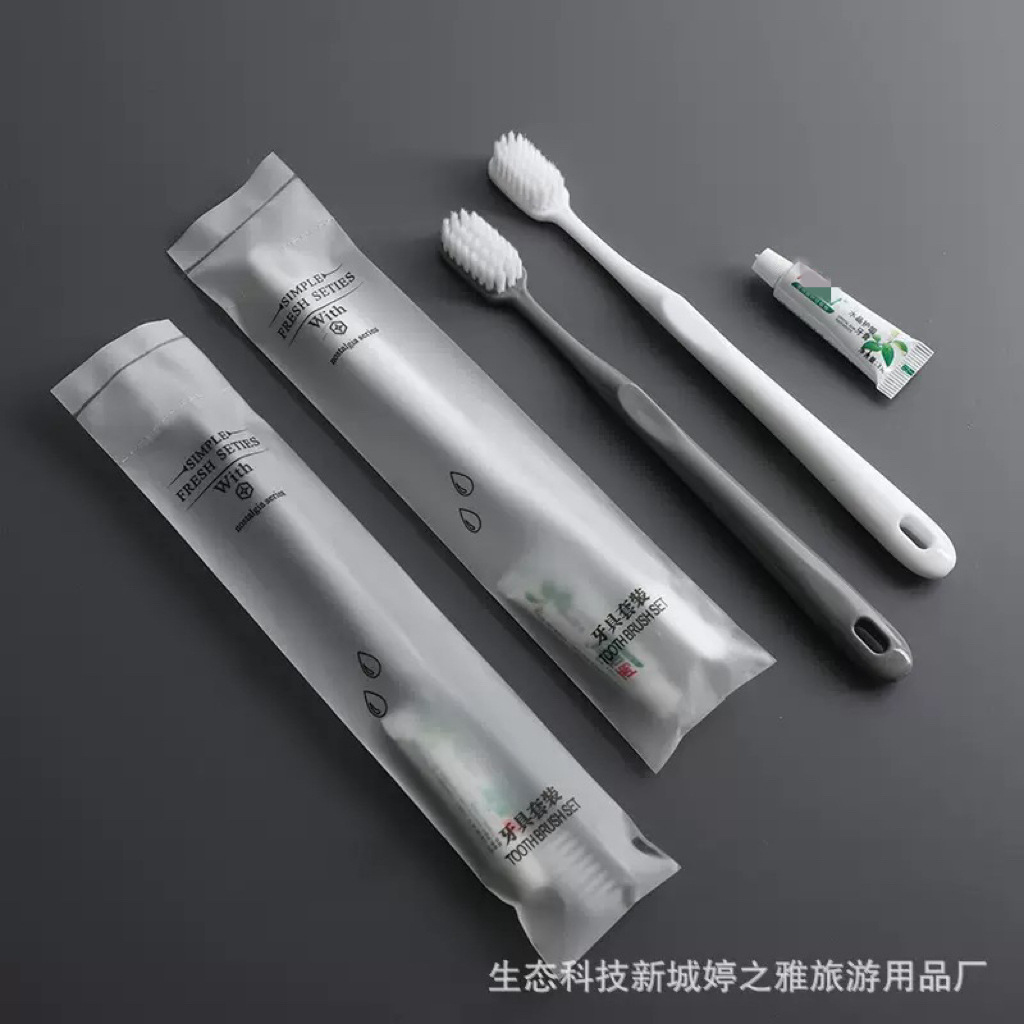 Одноразовая зубная щетка с зубной пастой отеля Homestay мягкие щетинки 2-в-1