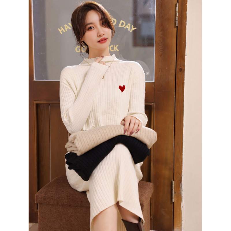 Lifted Breastfeeding Sweater Autumn and Winter Wear for Women to Go Out Thickened Warm Postpartum Hot Mom Slimming Breastfeeding dress