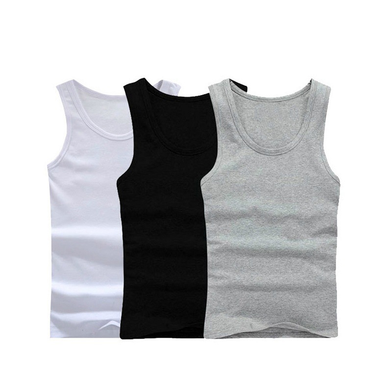 New Vest Men's Cotton Inner Wear Fashionable Hurdle Sports Slim-fit Men's Spring and Autumn Summer Bottoming Black and White Undershirt