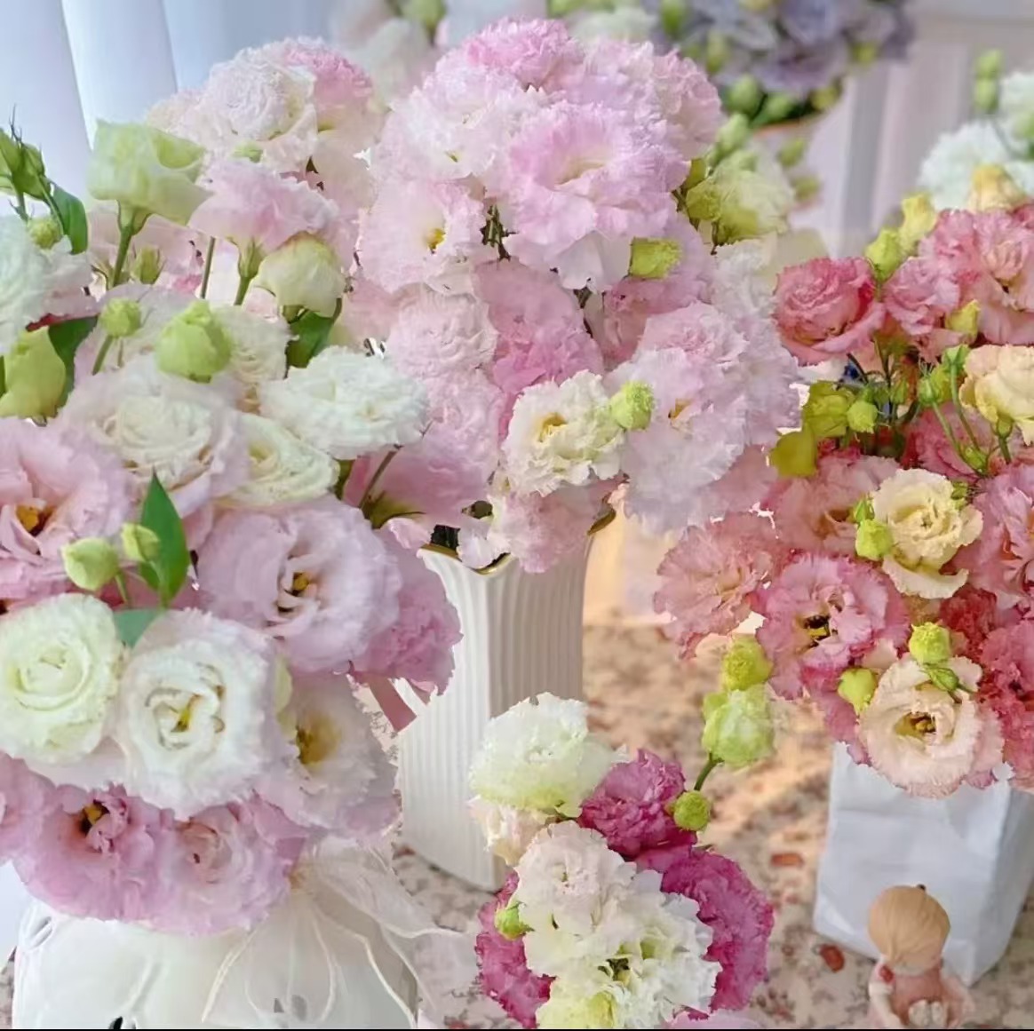 Yunnan Flower Base Straight-Haired Lisianthus Flowers Real Flower Water-Raised Flowers Wedding Flower Shop Group Purchase Ready-Picked Lisianthus