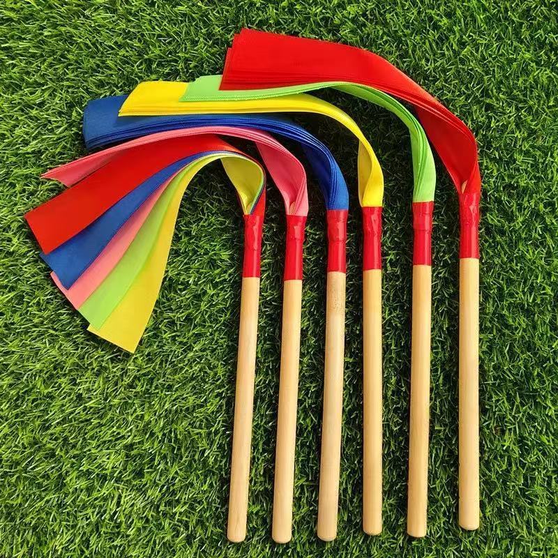 Teacher Recommends Performance Morning Exercises for Kidsren Dance Props Flower Sticks Bamboo Wooden Sticks Handles Colorful Hand Bells