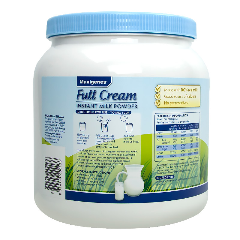 Meikezhuo Maxigenes Australia imported high calcium whole fat adult milk powder blue fat 1kg student middle-aged and elderly