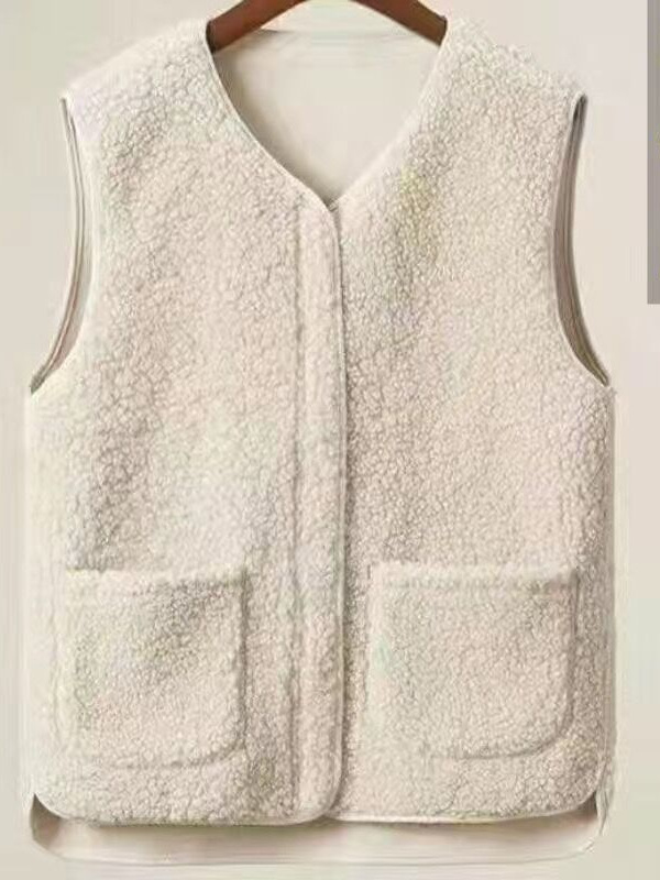 Women's Lamb Velvet Vest Grain Velvet Lamb Wool Fashion Vest New Mom fleece-lined