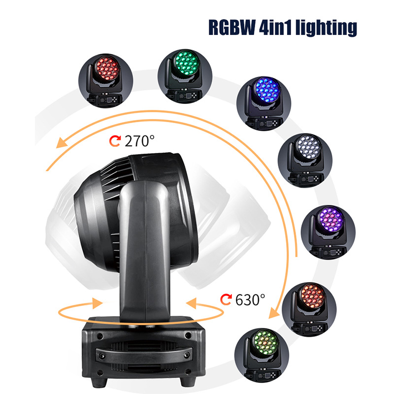 4In1Led19 Stained Moving Head Light Cross-Border Factory Bar Pattern Spotlight Wedding Performance Rotating Stage Light