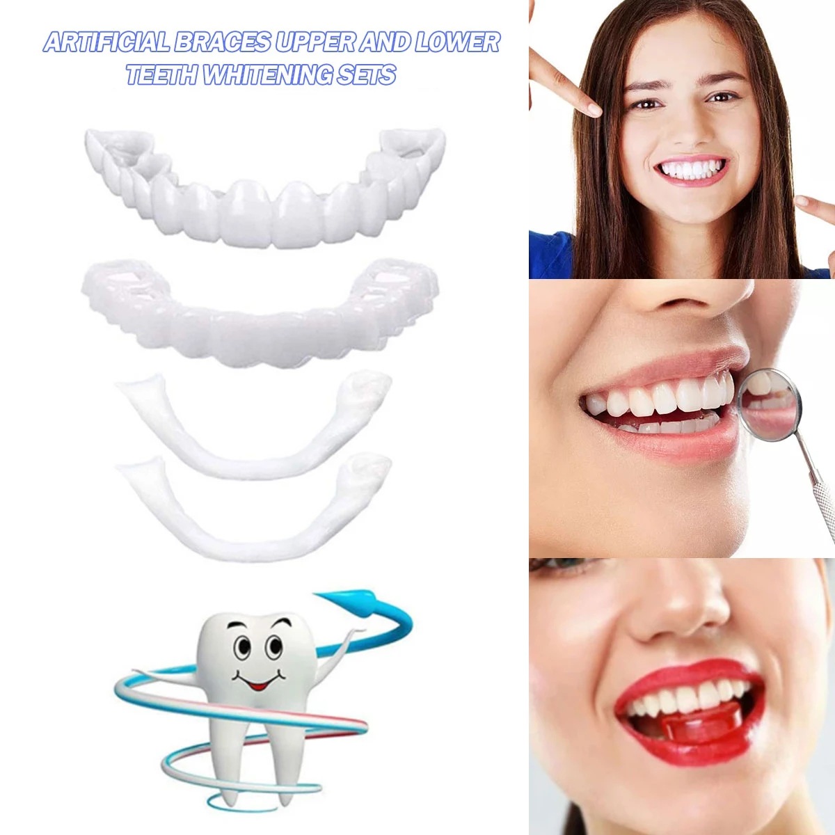 Cross-Border Simulated Braces for Upper and Lower Teeth Second Generation Smile Whitening Temporary Decorative Denture Braces Manufacturer Wholesale