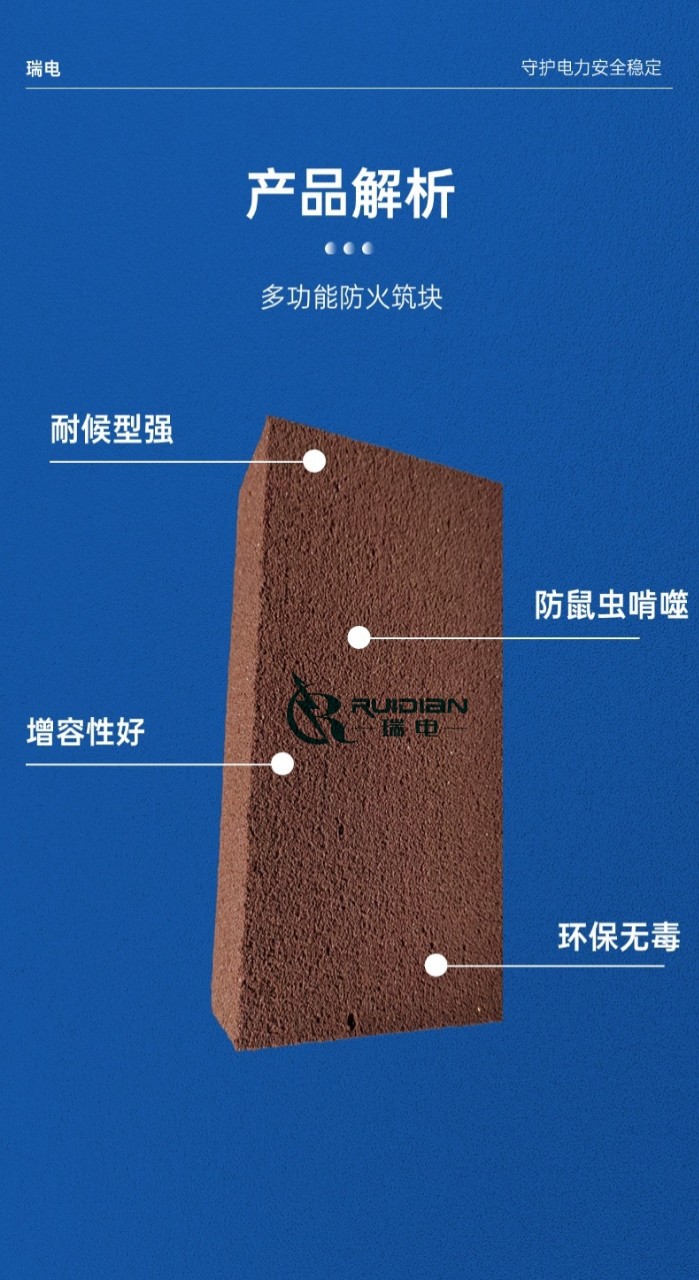 Soft Multifunctional Fireproof Building Block Elastic Fireproof Brick through Hole Sealing Organic Flame Retardant Module