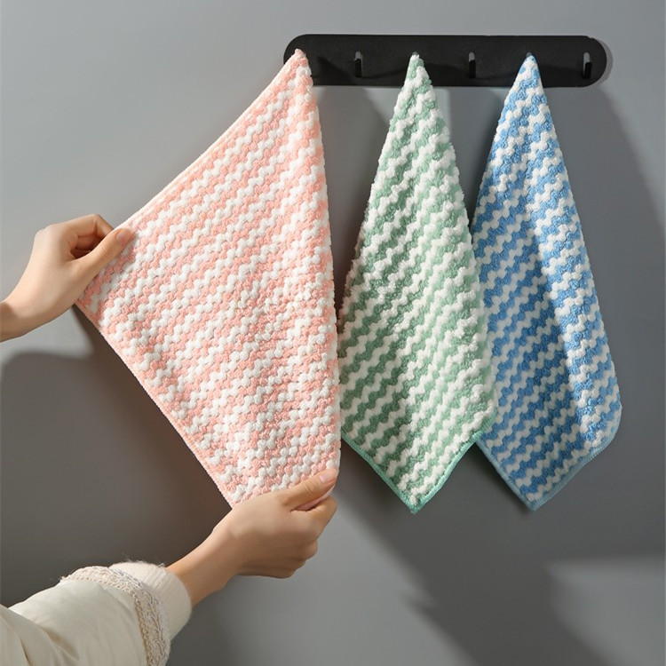 Extra Thickened Cationic Wipe Hand Towel Coral Fleece Oil-free Absorbent Towel Dish Cloth Rainbow Wipe