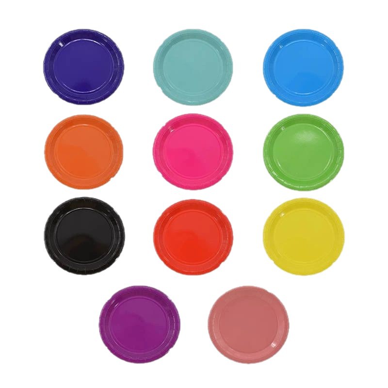 Factory direct disposable paper plate solid color cross-border party baby birthday party decoration disposable plate