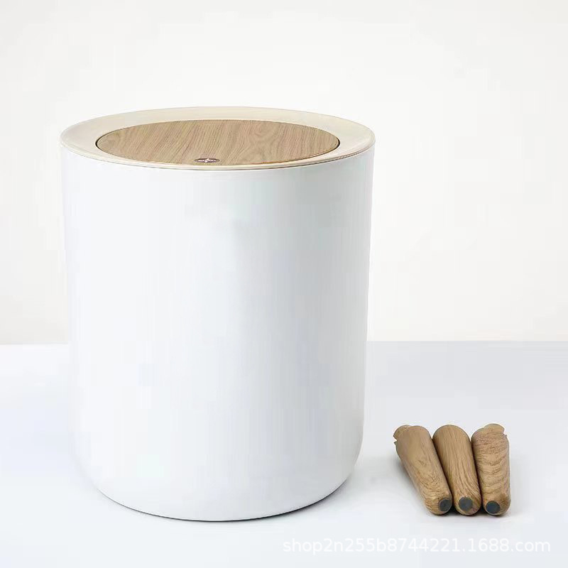 Large-Capacity Luxury Press-Type Lidded Japanese-Style Trash Can for Home Bathroom, Living Room, Kitchen, Dormitory, Bedroom