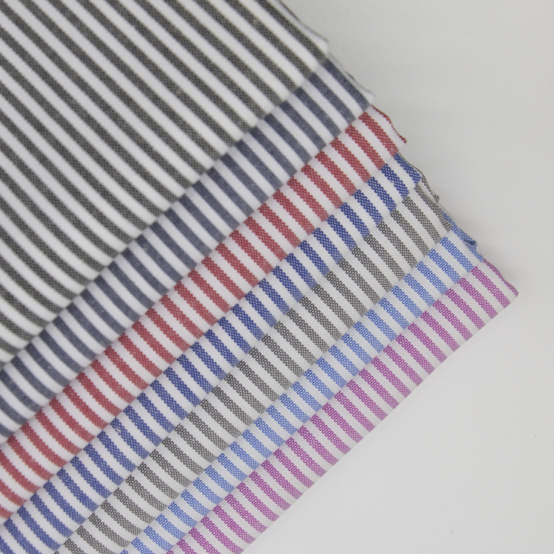 Factory direct 2mm polyester cotton Oxford cloth high density TC striped fabric high-end thick shirt fabric
