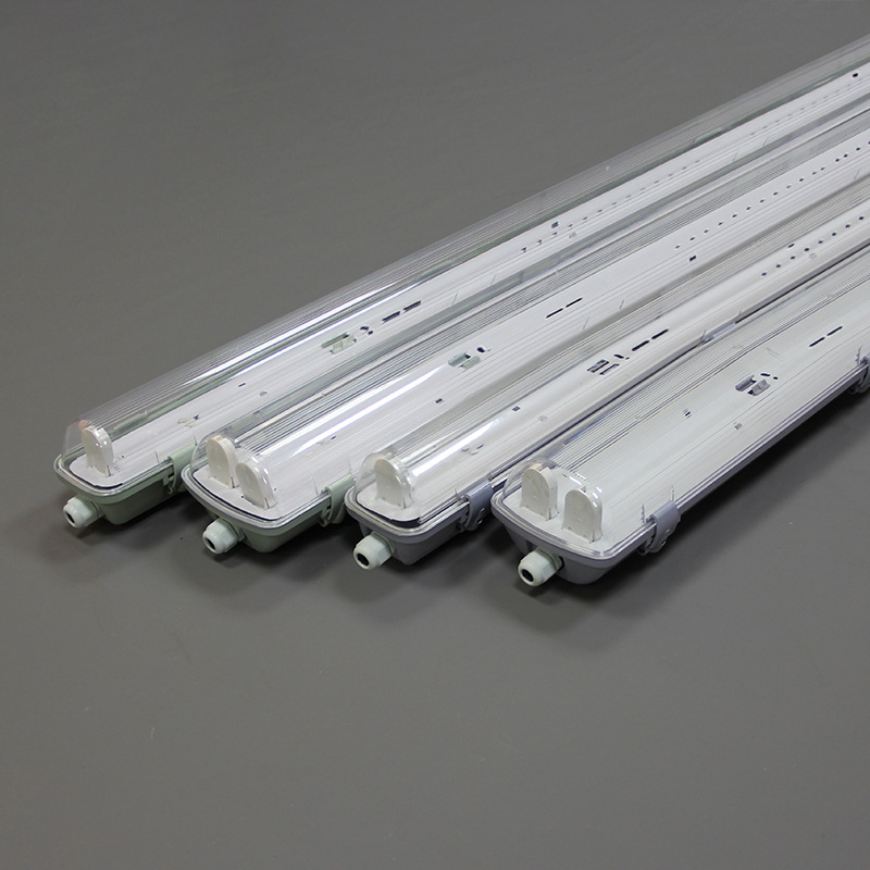 LED three-proof lamp bracket factory direct supply T8 single and double tube workshop waterproof moisture-proof purification workshop emergency fluorescent lamp